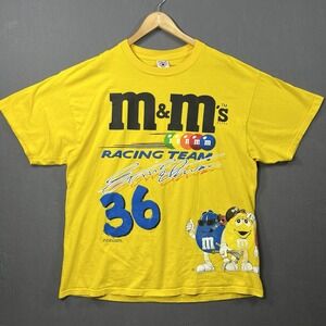 Vintage 90s M&Ms Racing Team Ernie Irvin #36 Yellow Nascar T-Shirt XL